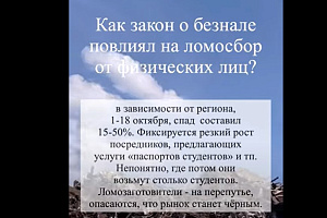 Как закон о безнале повлиял на ломосбор от физических лиц?