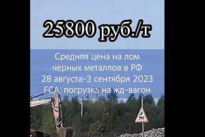 Средняя цена на лом черных металлов в РФ 28 августа-3 сентября - снижение на 50 руб к прошлой неделе