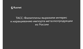 ТАСС: Филиппины выразили интерес к наращиванию импорта металлопродукции из России