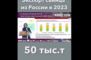 Экспорт свинца из России в 2023 году составил 50 тыс.т